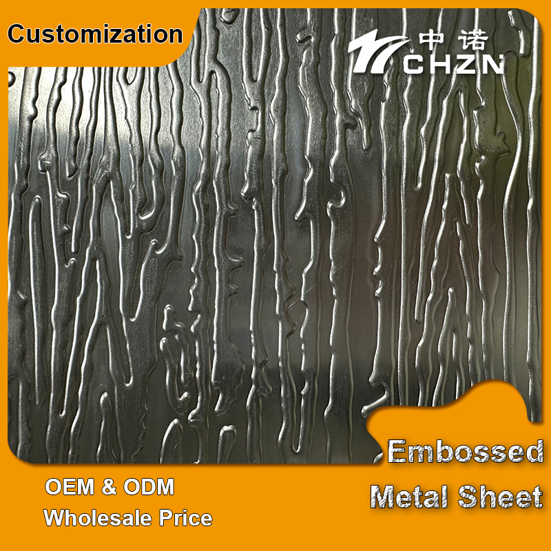 Bark-Pattern Metal Embossed Sheet Stucco Textured Aluminum Sheet Decorative Stainless Steel Sheet Metal